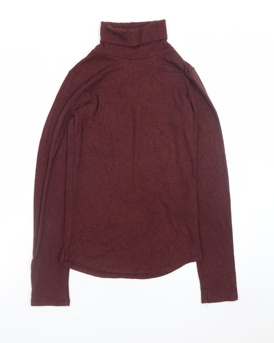 A.L.E. Women’s Burgundy Long Sleeve Roll Neck Jersey Top Size L