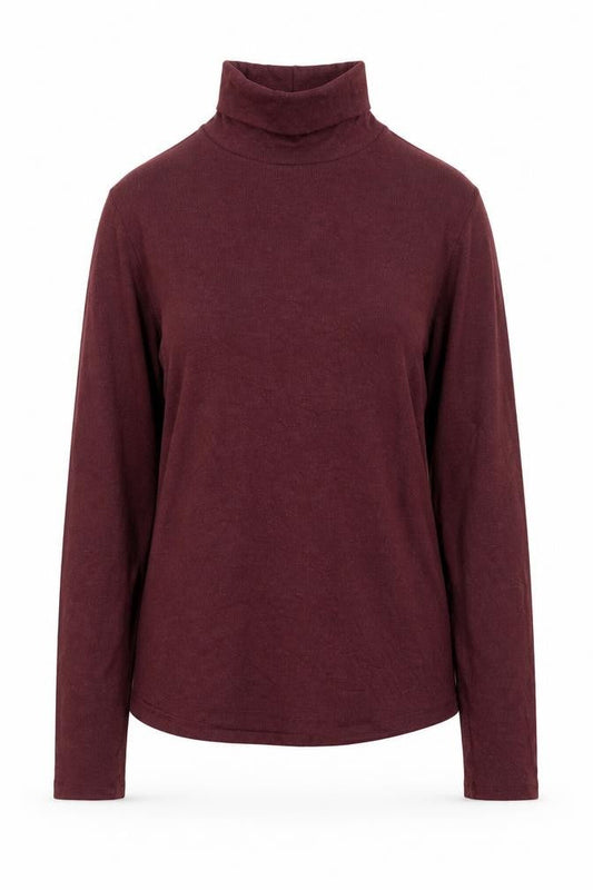 A.L.E. Women’s Burgundy Long Sleeve Roll Neck Jersey Top Size L