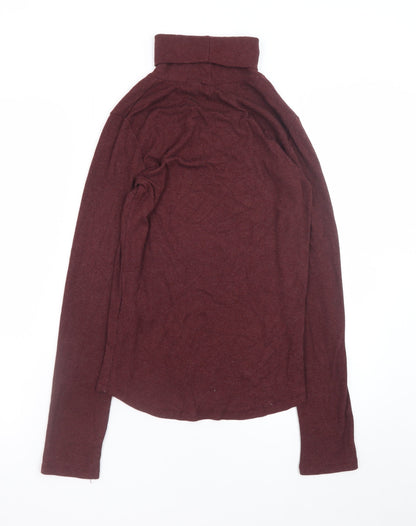 A.L.E. Women’s Burgundy Long Sleeve Roll Neck Jersey Top Size L