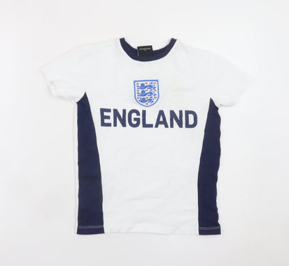 George Boys White England Football T-Shirt 8-9 Years Short Sleeve Cotton