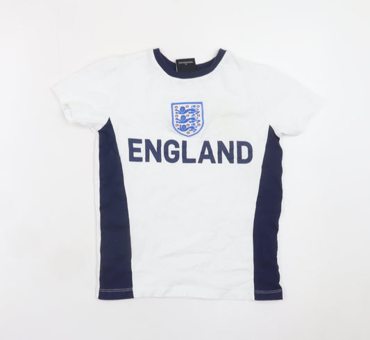 George Boys White England Football T-Shirt 8-9 Years Short Sleeve Cotton