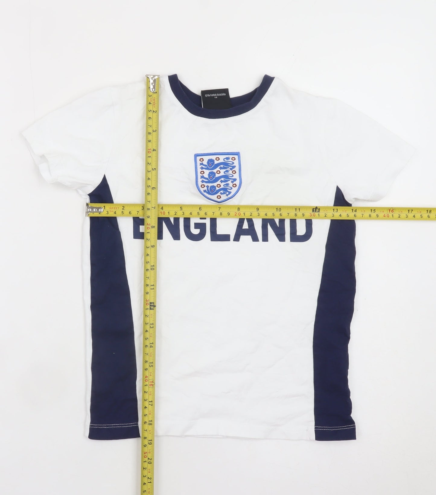 George Boys White England Football T-Shirt 8-9 Years Short Sleeve Cotton