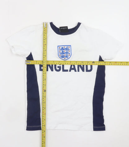 George Boys White England Football T-Shirt 8-9 Years Short Sleeve Cotton