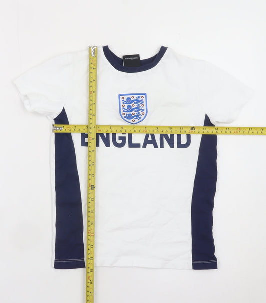George Boys White England Football T-Shirt 8-9 Years Short Sleeve Cotton
