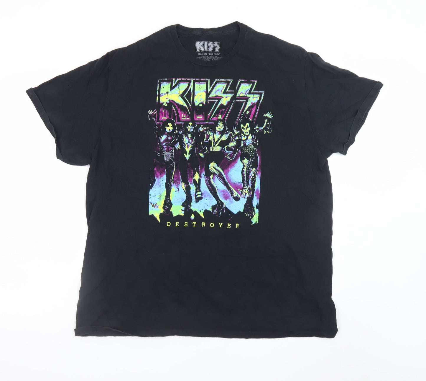 KISS Destroyer Black Band Graphic Men's T-Shirt 2XL Cotton Classic