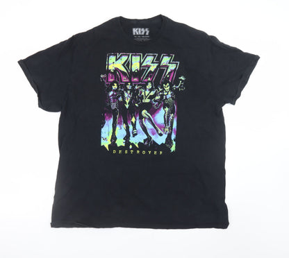 KISS Destroyer Black Band Graphic Men's T-Shirt 2XL Cotton Classic