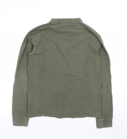 Peter Werth Men's Khaki Long Sleeve Cotton Polo T-Shirt L
