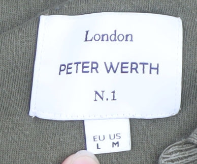 Peter Werth Men's Khaki Long Sleeve Cotton Polo T-Shirt L
