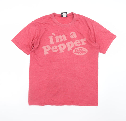 Junk Food Mens Red Dr Pepper Retro Graphic T-Shirt Size L