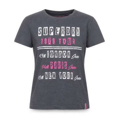 Superdry Women's Grey Graphic 1979 Tour T-Shirt Size 8