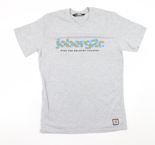 Holmes Brothers Men's Grey Graphic Print Cotton T-Shirt Size M