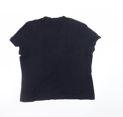 Precis Petite Women’s Blue Short Sleeve Tie Neck Blouse L