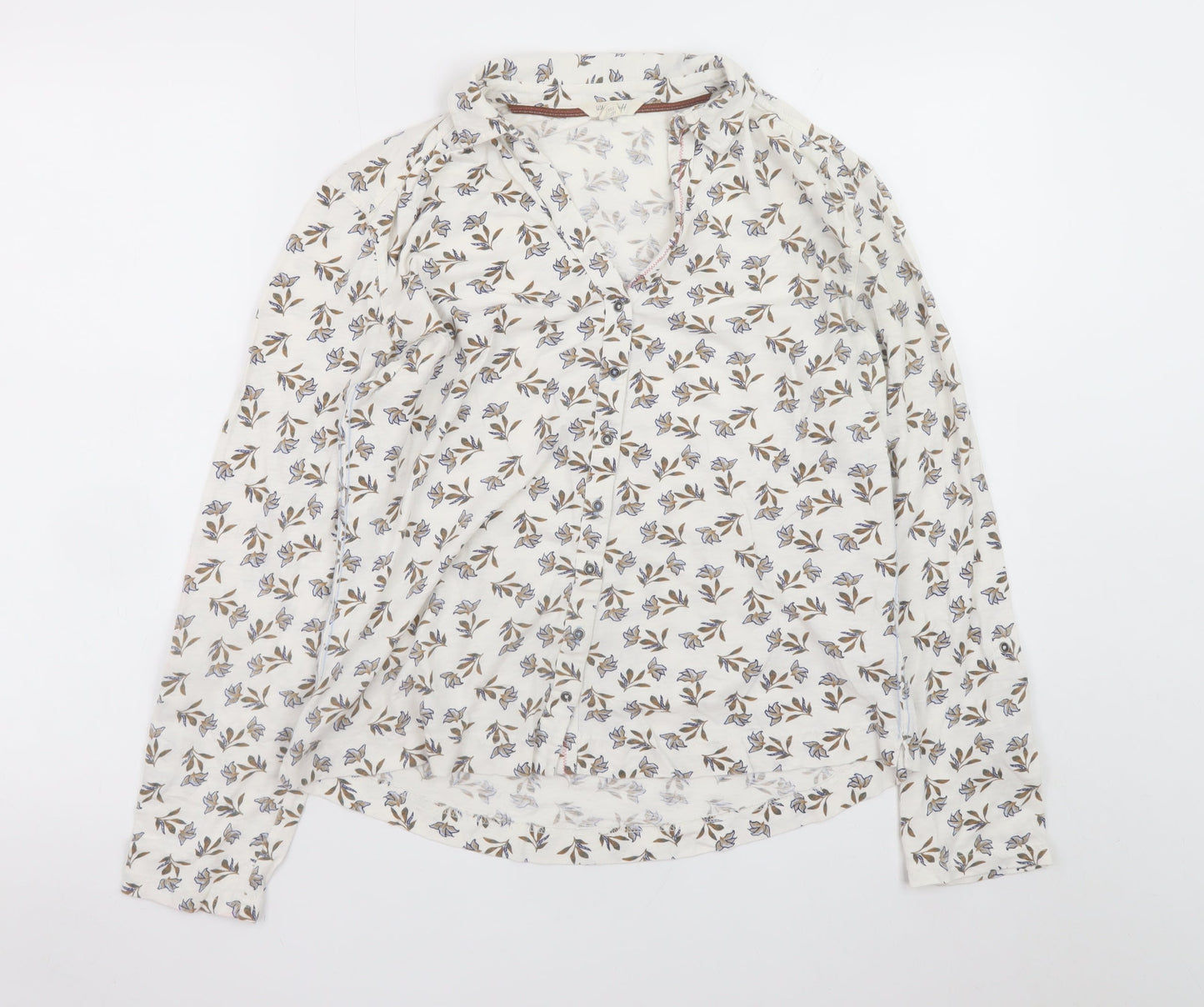 White Stuff Women’s Ivory Floral Cotton Long Sleeve Tunic Blouse UK 12