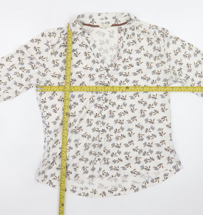 White Stuff Women’s Ivory Floral Cotton Long Sleeve Tunic Blouse UK 12