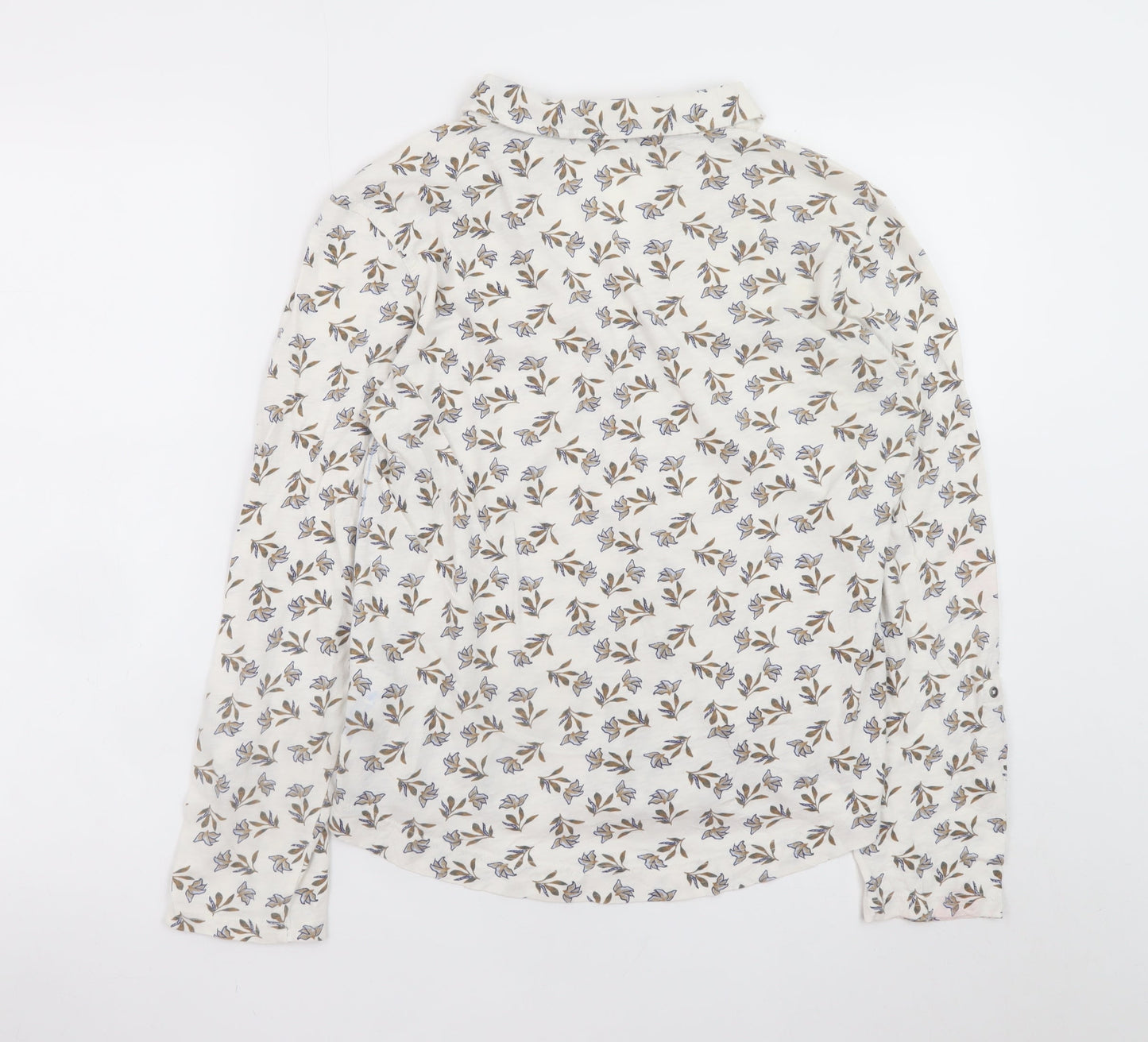 White Stuff Women’s Ivory Floral Cotton Long Sleeve Tunic Blouse UK 12