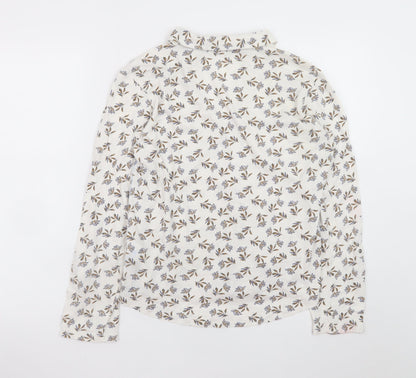 White Stuff Women’s Ivory Floral Cotton Long Sleeve Tunic Blouse UK 12