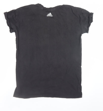Adidas Men's Black Small Logo Crew Neck Cotton Sports T-Shirt