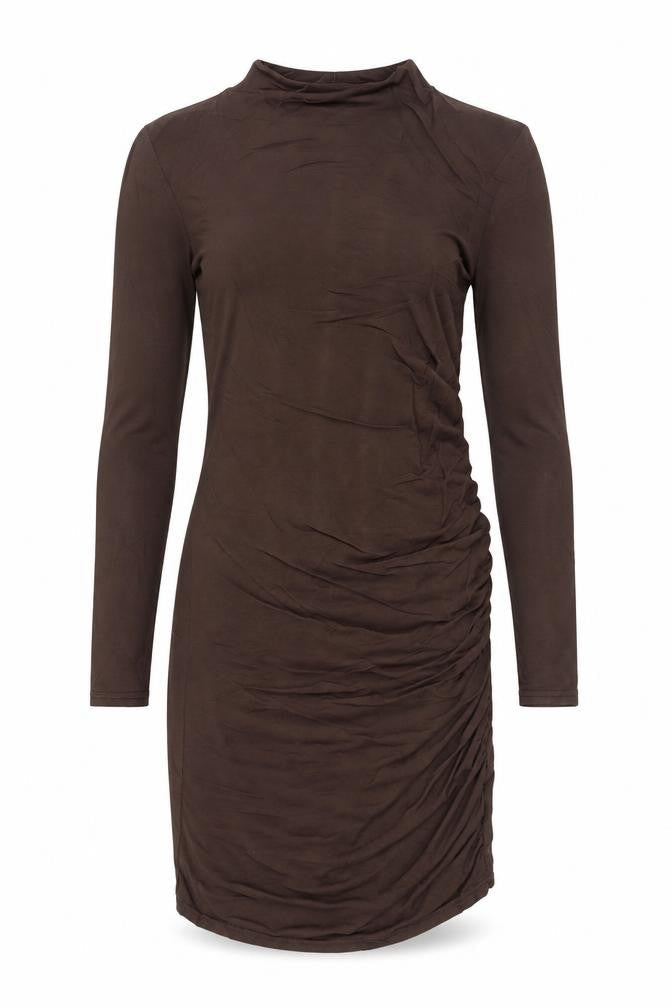 PRETTYLITTLETHING Women Brown Size 8 Long Sleeve Bodycon Dress