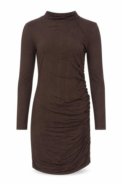 PRETTYLITTLETHING Women Brown Size 8 Long Sleeve Bodycon Dress