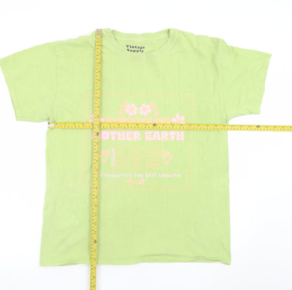 Vintage Supply Women’s Green 100% Cotton Graphic T-Shirt Size S