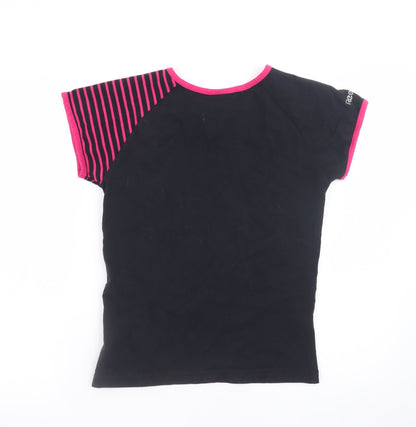 Reebok Womens Black Pink Crew Neck Stretch T-Shirt Size 14