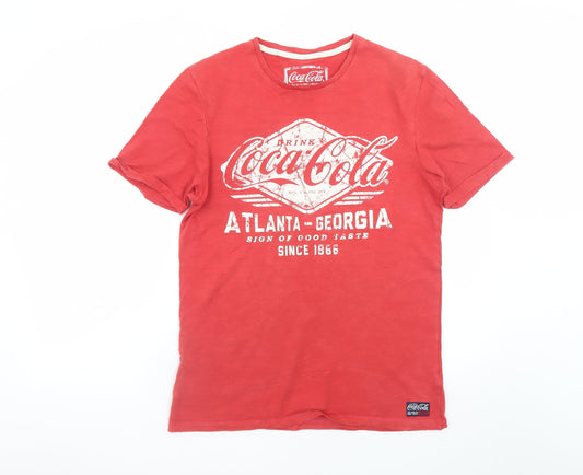 Coca-Cola Men's Red Graphic Print Crew Neck Cotton T-Shirt Size S