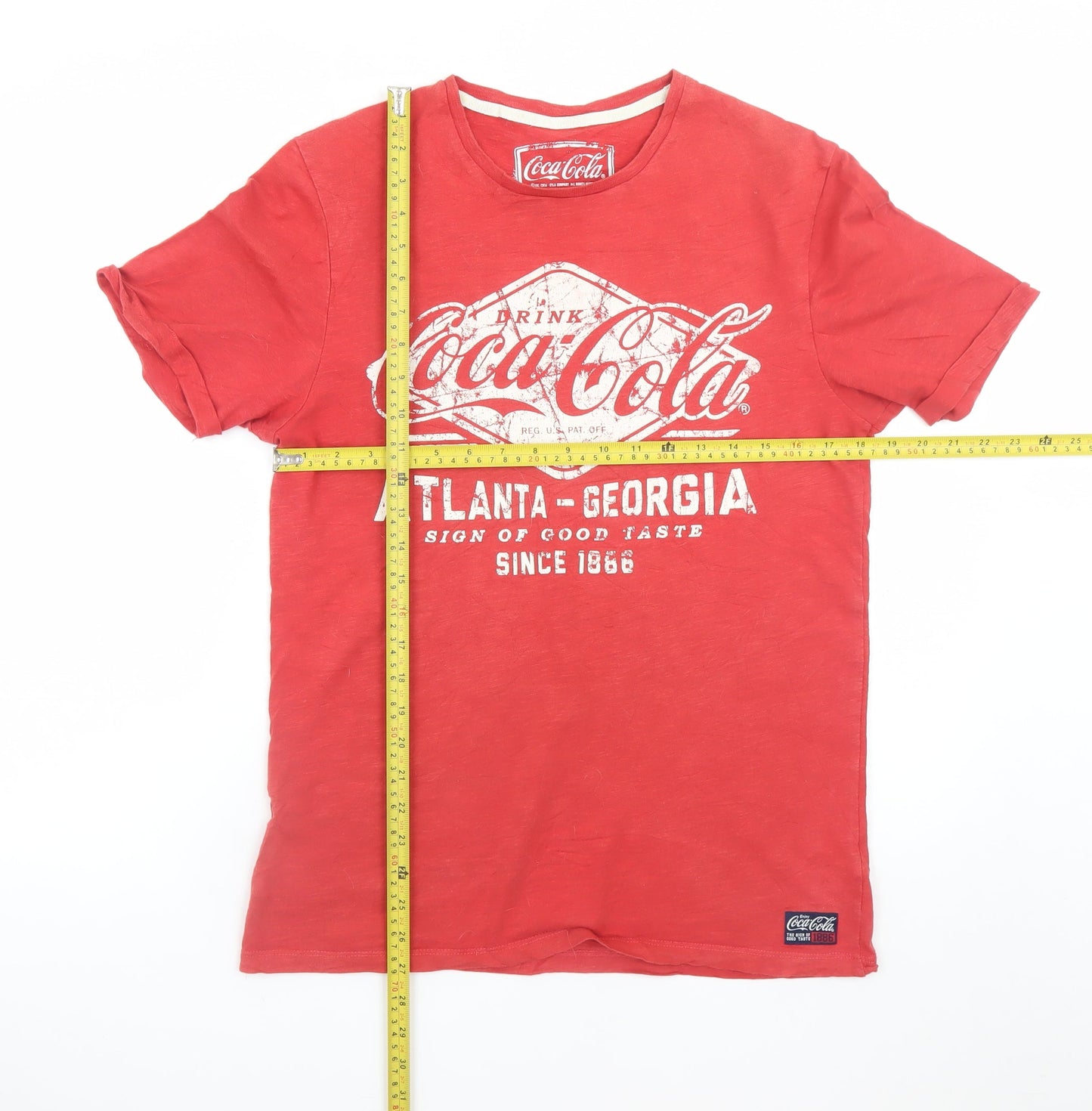 Coca-Cola Men's Red Graphic Print Crew Neck Cotton T-Shirt Size S