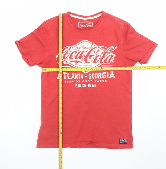 Coca-Cola Men's Red Graphic Print Crew Neck Cotton T-Shirt Size S