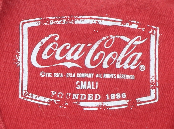 Coca-Cola Men's Red Graphic Print Crew Neck Cotton T-Shirt Size S