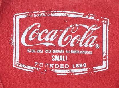 Coca-Cola Men's Red Graphic Print Crew Neck Cotton T-Shirt Size S