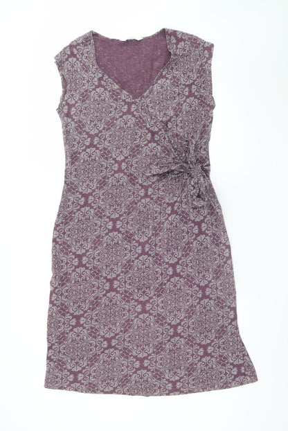 Nomads Women Purple Floral Cotton Wrap Dress Size 14