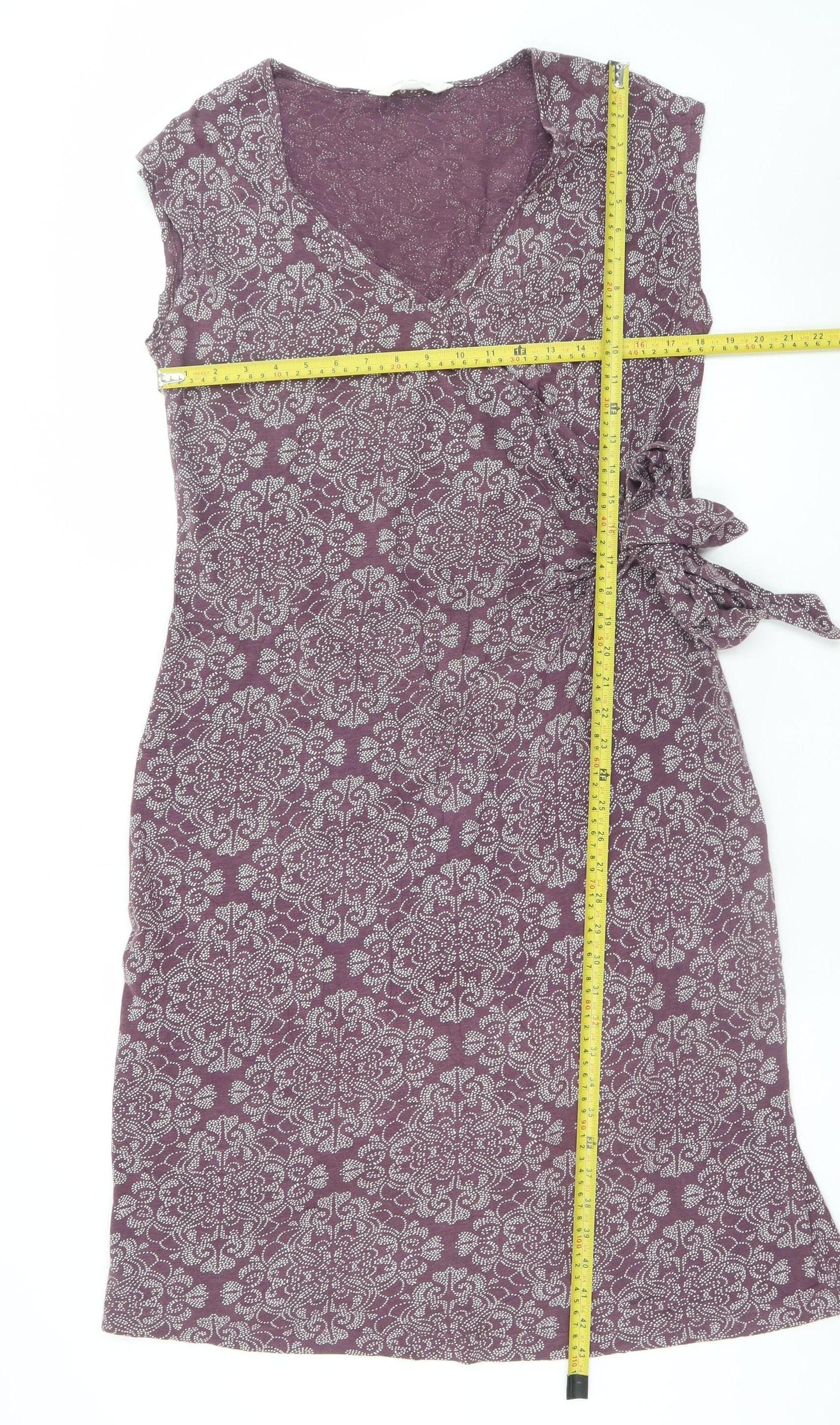 Nomads Women Purple Floral Cotton Wrap Dress Size 14