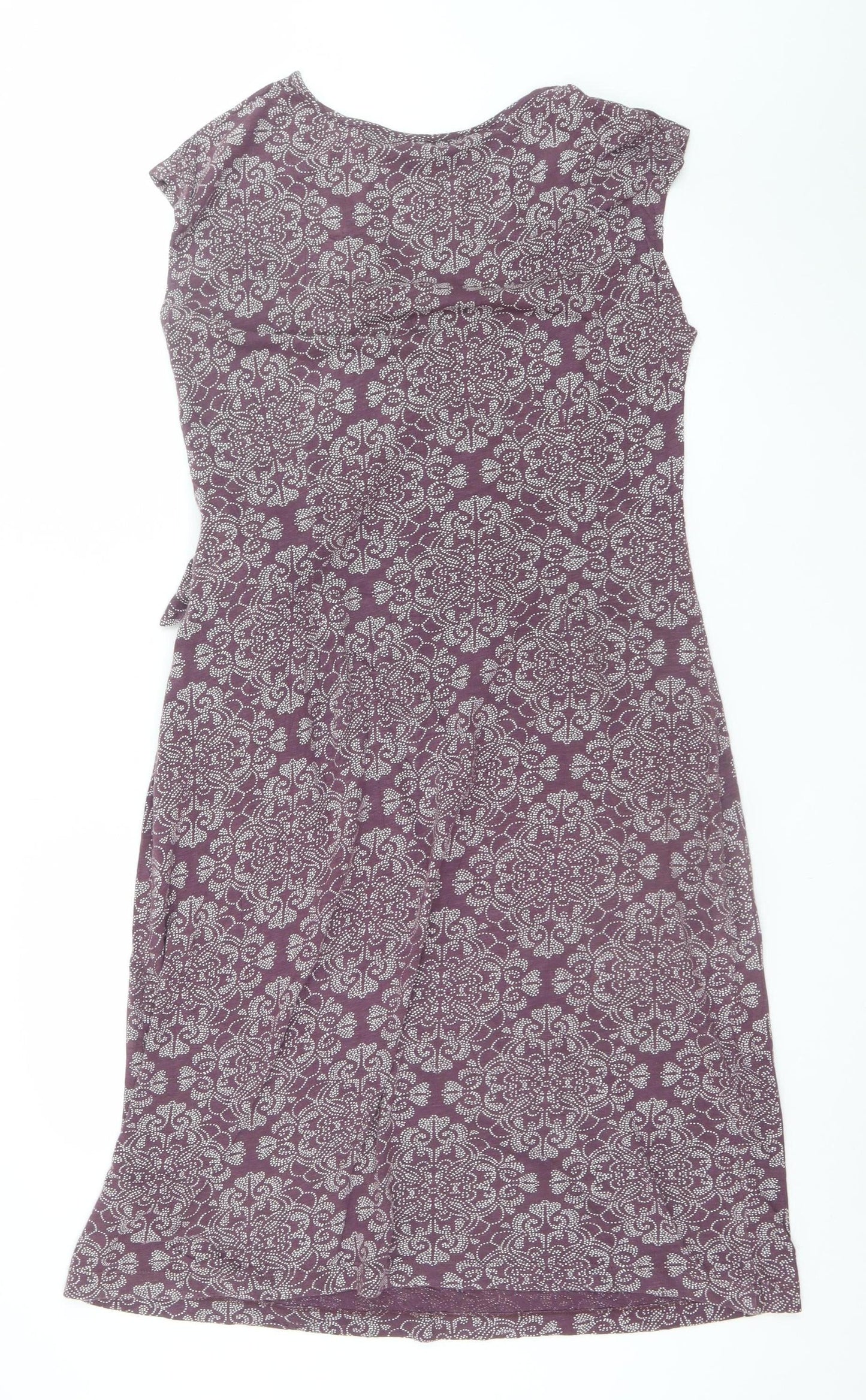 Nomads Women Purple Floral Cotton Wrap Dress Size 14