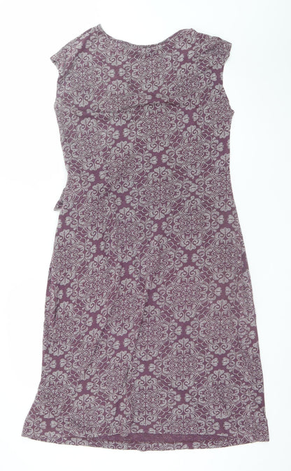 Nomads Women Purple Floral Cotton Wrap Dress Size 14