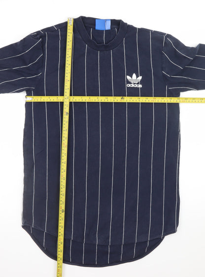 Adidas Men's Blue Striped Long Sleeve Cotton T-Shirt Size M