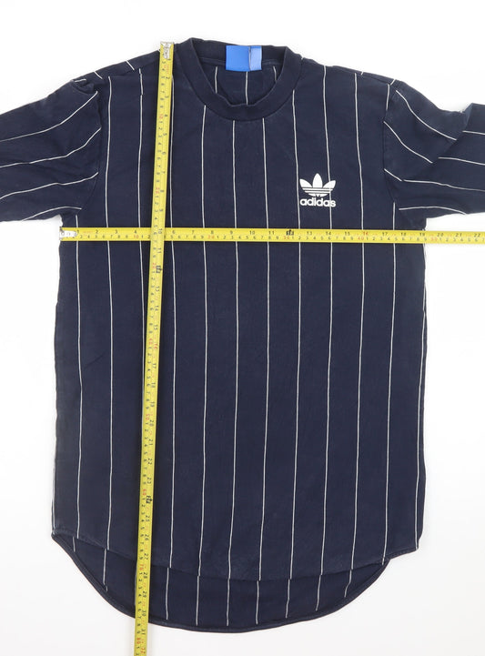 Adidas Men's Blue Striped Long Sleeve Cotton T-Shirt Size M