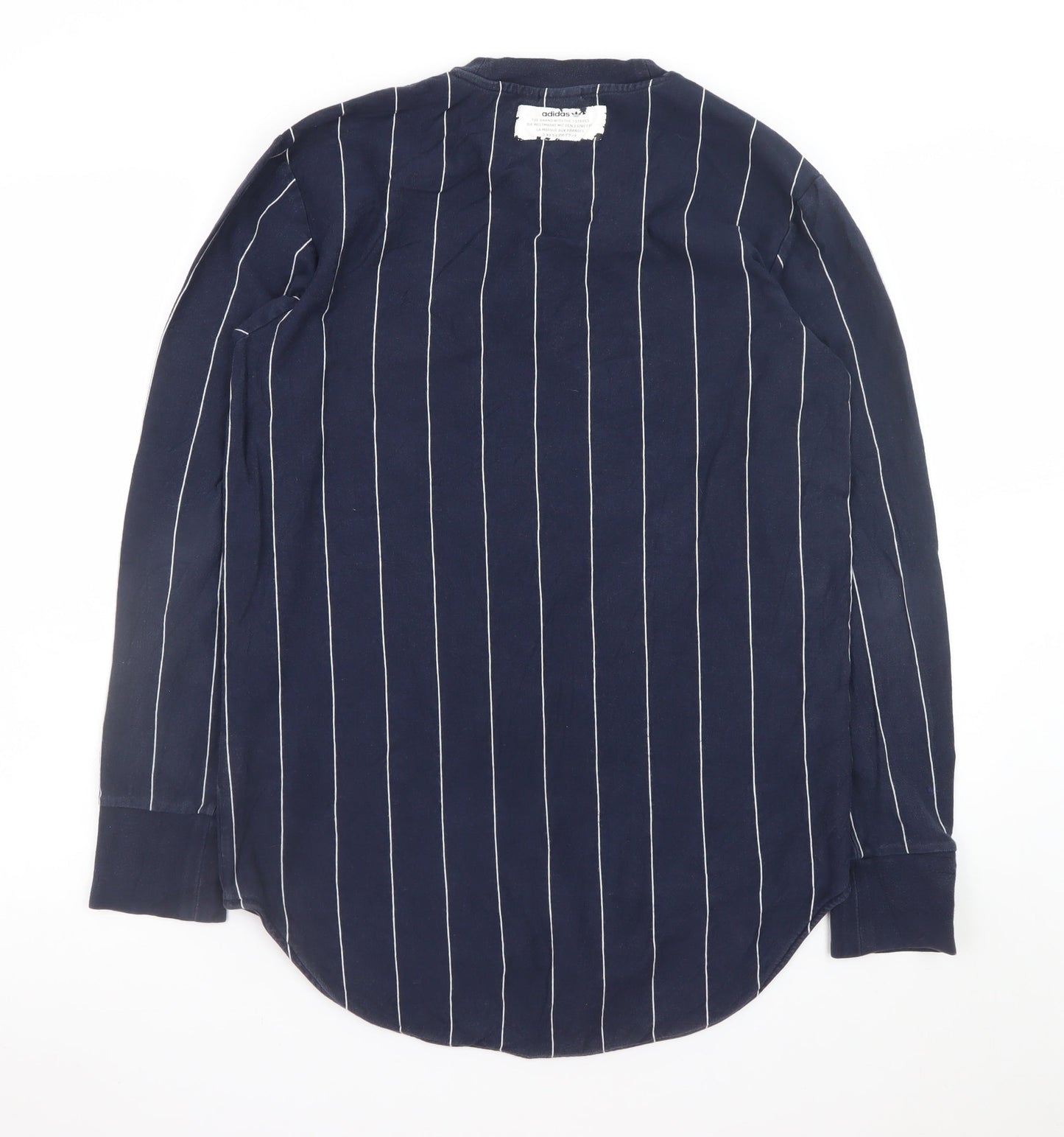 Adidas Men's Blue Striped Long Sleeve Cotton T-Shirt Size M