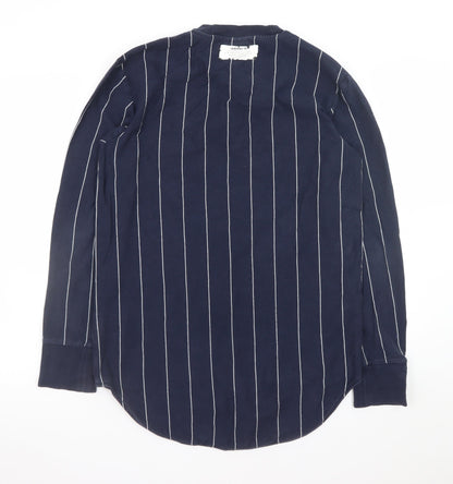 Adidas Men's Blue Striped Long Sleeve Cotton T-Shirt Size M