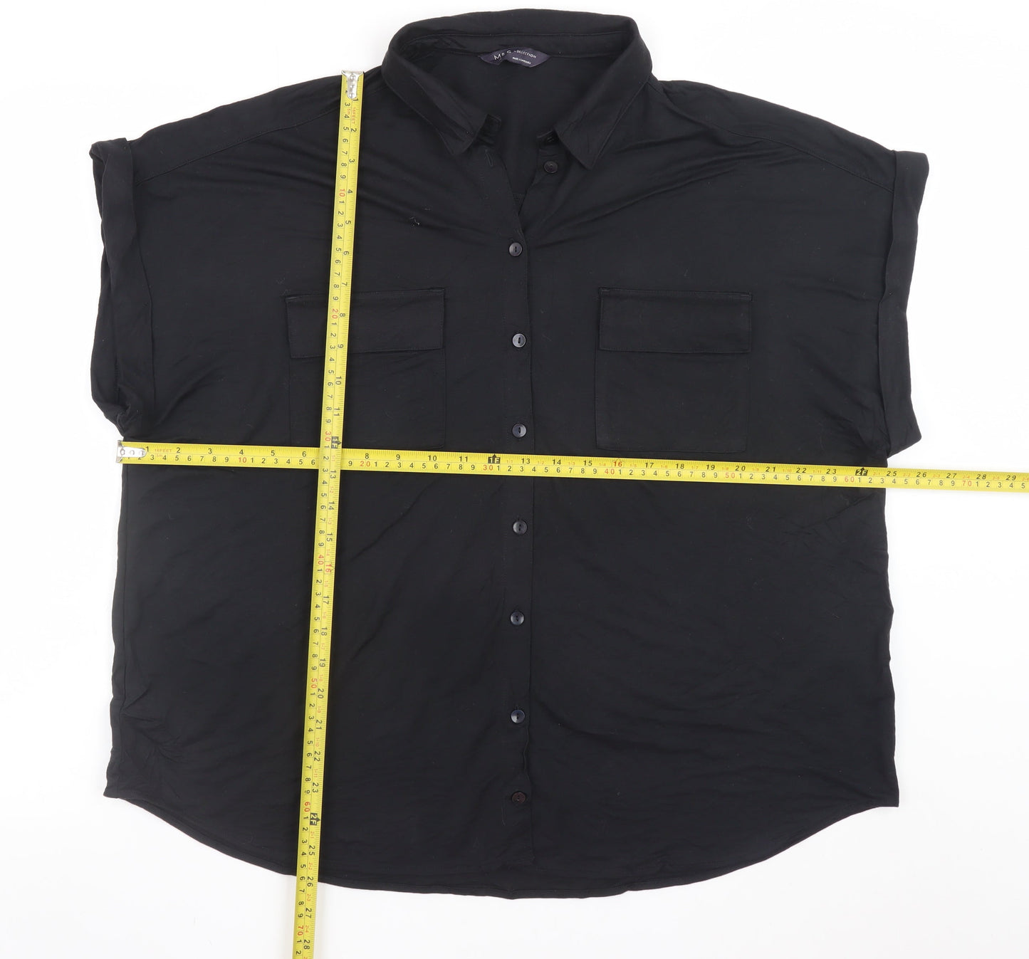Marks and Spencer Women’s Black Button-Up Shirt Size 16 Relaxed Fit