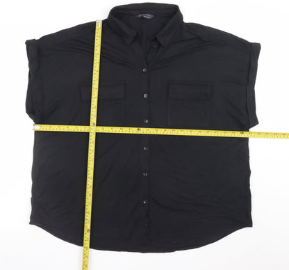 Marks and Spencer Women’s Black Button-Up Shirt Size 16 Relaxed Fit