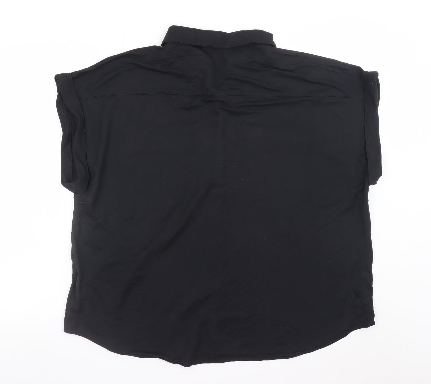 Marks and Spencer Women’s Black Button-Up Shirt Size 16 Relaxed Fit