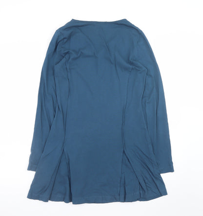 Joe Browns Women Blue Size 8 A-Line Long Sleeve V-Neck Dress