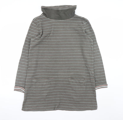 Seasalt Cornwall Women Grey Size 12 Striped Cotton Shift Dress
