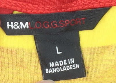 H&M L.O.G.G. Sport Men's Red Yellow España Striped T-Shirt L