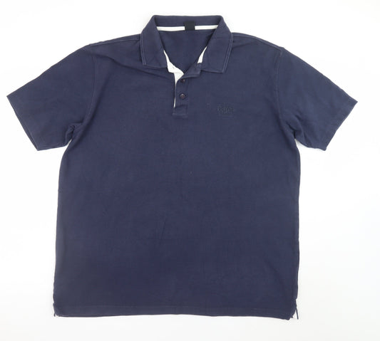 Cotton Traders Men’s Blue XL Regular Fit Short Sleeve Polo Shirt