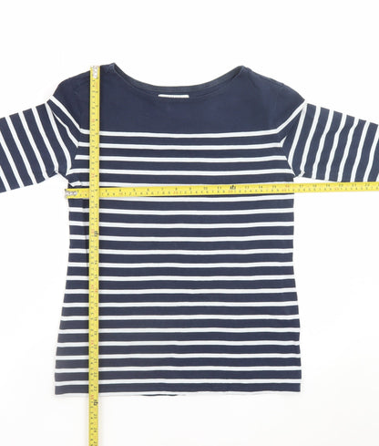 Seasalt Women’s Blue Striped Sailor Top Size 8 Organic Cotton 3/4 Sleeve