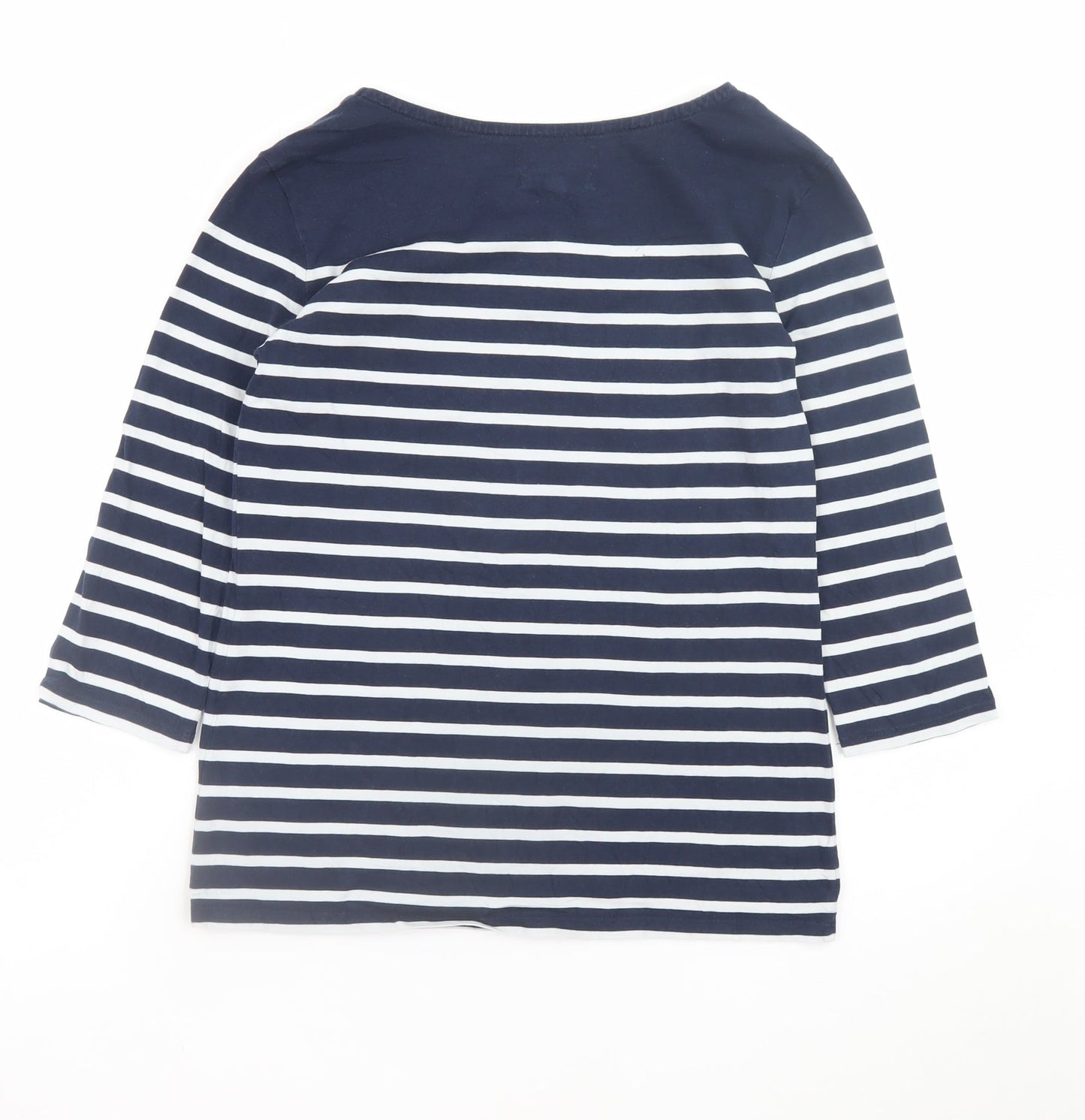 Seasalt Women’s Blue Striped Sailor Top Size 8 Organic Cotton 3/4 Sleeve