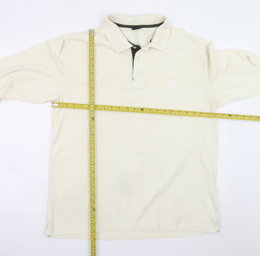 Cotton Traders Men's Ivory Long Sleeve Polo Shirt Size L 100% Cotton
