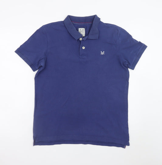 Crew Clothing Co. Men's Blue Cotton Polo Shirt Medium