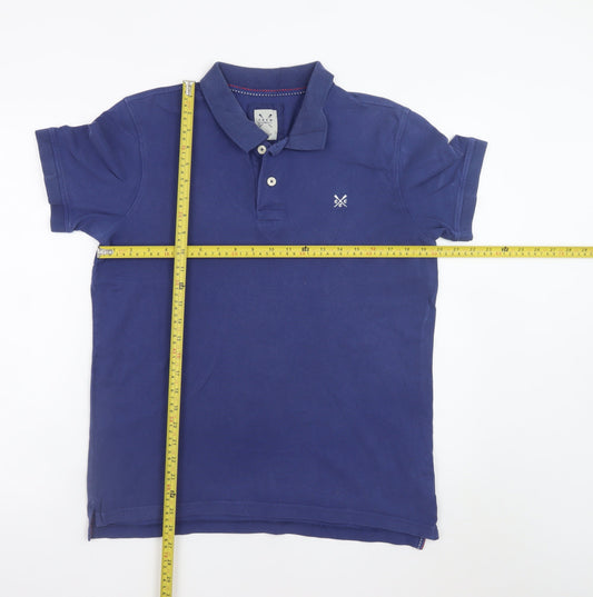 Crew Clothing Co. Men's Blue Cotton Polo Shirt Medium